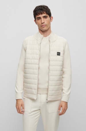 Suéteres Hugo Boss Zip-up De Punto In Mixed Materials Hombre Blancos | 83962-GBNW