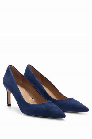 Tacones Hugo Boss Gamuza Pointed-toe With 7cm Heel Mujer Azules Oscuro | 78421-RDGX