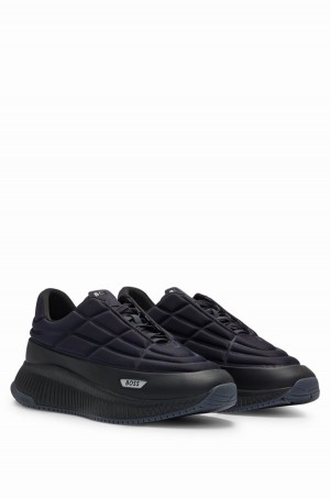 Tenis Hugo Boss Acolchado-jersey With Branded Details Hombre Azules Oscuro | 76084-ULBG