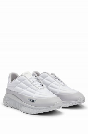 Tenis Hugo Boss Acolchado-jersey With Branded Details Hombre Blancos | 25914-TDUA