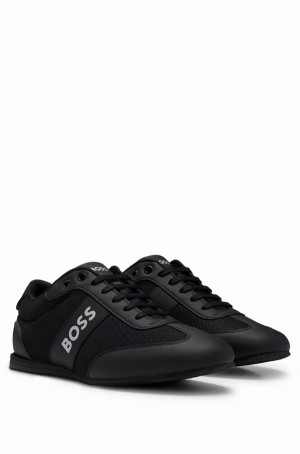 Tenis Hugo Boss Branded With Mesh And Rubberised Panels Hombre Negros | 90378-UTKD