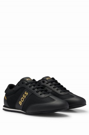 Tenis Hugo Boss Branded With Mesh And Rubberised Panels Hombre Negros | 45738-CKWD