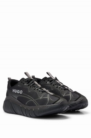 Tenis Hugo Boss Correr-style With Decorative Reflective Waves Hombre Negros | 37580-WHIE