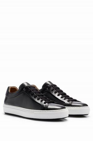 Tenis Hugo Boss Cuero Cupsole With Logo Details Crafted In Italy Hombre Negros | 12087-CBFY