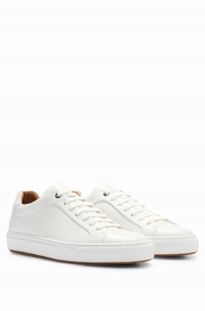 Tenis Hugo Boss Cuero Cupsole With Logo Details Crafted In Italy Hombre Blancos | 09348-SBTW
