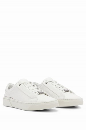 Tenis Hugo Boss Cuero Low-top With Logo Encaje Loop Hombre Blancos | 62193-MFNO