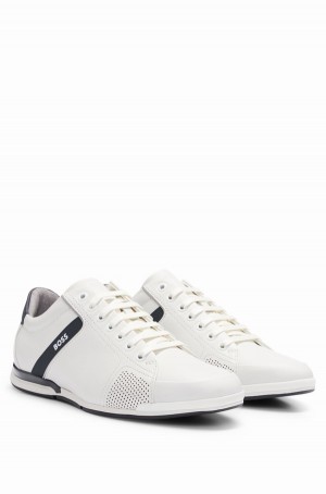 Tenis Hugo Boss Cuero With Odour-control Lining Hombre Blancos | 08657-YIWH