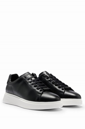 Tenis Hugo Boss Cuero With Rubber Outsole Hombre Negros | 50364-SLJO