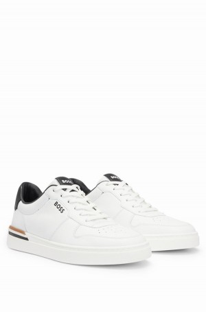 Tenis Hugo Boss Cupsole With Laces And Branded Cuero Uppers Hombre Blancos | 78236-FWZC
