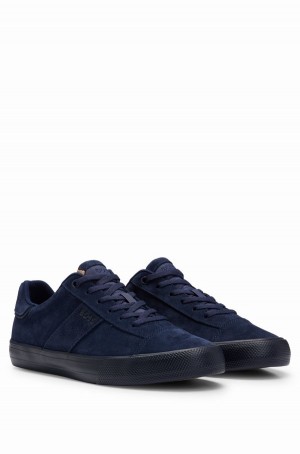 Tenis Hugo Boss Gamuza Cupsole With Logo Details Hombre Azules Oscuro | 72158-UQDH