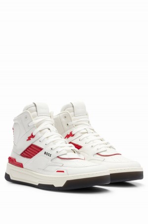 Tenis Hugo Boss High-top Basketball-inspired In Cuero Hombre Blancos | 81359-SDEG