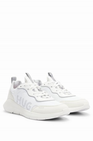 Tenis Hugo Boss Mixed-material Encaje-up With Logo Details Hombre Blancos | 83019-VHNP