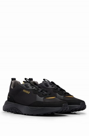 Tenis Hugo Boss Mixed-material With Eva-rubber Outsole Hombre Negros | 43290-YRGZ