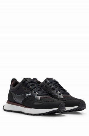 Tenis Hugo Boss Mixed-material With Faux-leather Trims Hombre Negros | 15467-LOSQ