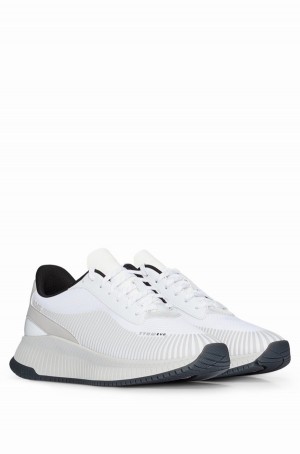 Tenis Hugo Boss Mixed-material With Rubberised Faux Cuero Hombre Blancos | 46920-JBXI