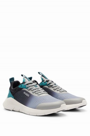 Tenis Hugo Boss Super-lightweight With Layered Mesh And Microfibre Hombre Azules | 37248-QOVA