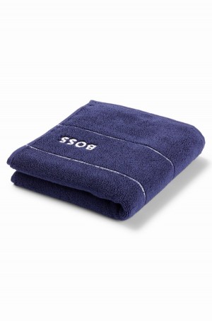 Toalla Hugo Boss Algodon Hand With White Logo Embroidery Hombre Azules Oscuro | 82457-OSCG
