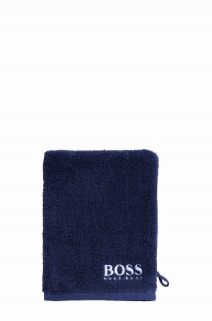 Toalla Hugo Boss Egyptian-cotton Wash Mitt With Contrast Logo Hombre Azules Oscuro | 95641-MBFG