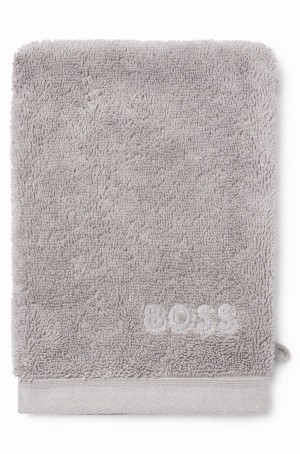 Toalla Hugo Boss Silver Aegean-cotton Washing Mitt With Tonal Logo Hombre Plateados | 79631-SLUH
