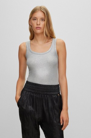 Tops Hugo Boss Extra-slim-fit Stretch-cotton Vest Mujer Grises | 58276-NMYK