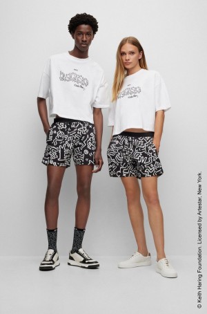 Trajes De Baño Hugo Boss Keith Haring Gender-neutral Swim In Quick-drying Recycled Fabric Mujer Negros | 92408-WUIN