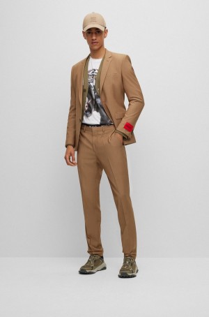 Trajes Hugo Boss Extra-slim-fit In Mohair-look Fabric Hombre Marrom | 39048-CRLJ