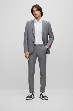Trajes Hugo Boss Extra-slim-fit In Mohair-look Fabric Hombre Grises | 57894-QNRI