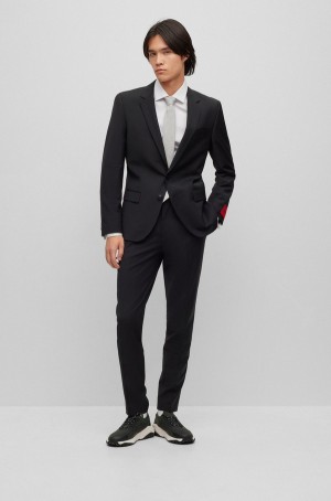 Trajes Hugo Boss Slim-fit In A Performance-stretch Lana Blend Hombre Negros | 65847-BHJP