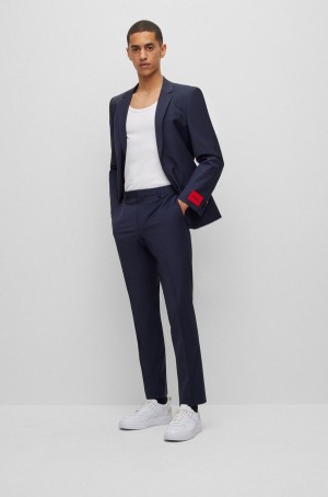 Trajes Hugo Boss Slim-fit In A Performance-stretch Lana Blend Hombre Azules Oscuro | 69475-DKQV