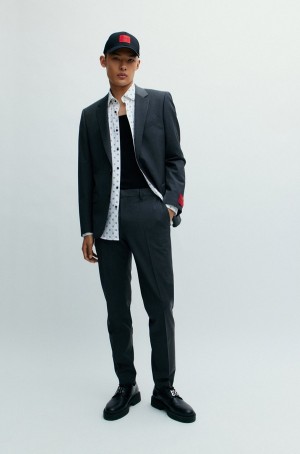 Trajes Hugo Boss Slim-fit In A Performance-stretch Lana Blend Hombre Grises Oscuro | 36529-LONV