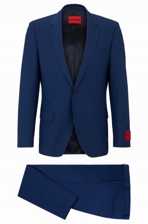 Trajes Hugo Boss Slim-fit In A Performance-stretch Lana Blend Hombre Azules Claro | 67539-ZQTO