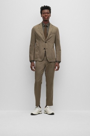 Trajes Hugo Boss Slim-fit In Agua-repellent Fabric Hombre Verdes Claro | 68710-ZUIY