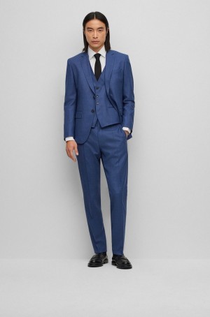 Trajes Hugo Boss Three-piece Slim-fit In A Lana Blend Hombre Azules | 69520-MPUV