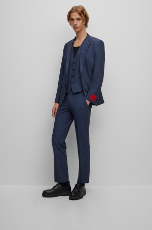 Trajes Hugo Boss Three-piece Slim-fit In Performance-stretch Twill Hombre Azules Oscuro | 50178-ZFSO