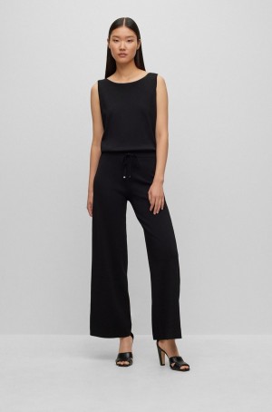 Vestido Hugo Boss Regular-fit Anchos-leg With Drawstring Cintura Mujer Negros | 57092-XRPL
