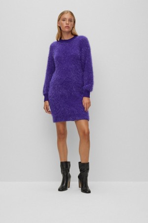 Vestido Hugo Boss Sparkly De Punto With Cut-out Back Mujer Morados | 84076-RTCX
