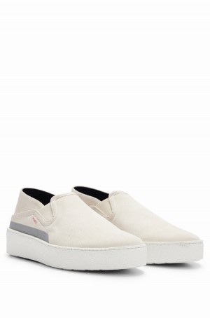 Zapatos Casual Hugo Boss Gamuza Crepe Sole Hombre Blancos | 82507-CBPW