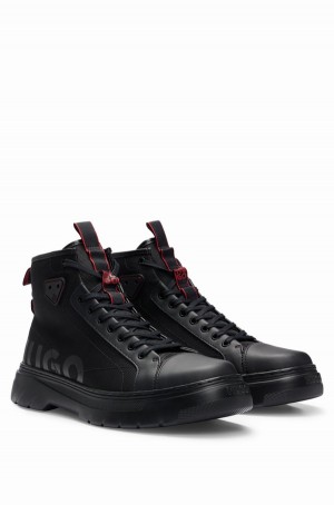 Zapatos Casual Hugo Boss Híbrido Encaje-up With Logo Tape Hombre Negros | 65342-SJRC