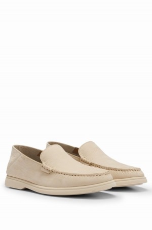 Zapatos Casual Hugo Boss Nubuck With Embossed Logo And Apron Puntera Hombre Beige | 36457-FJAM