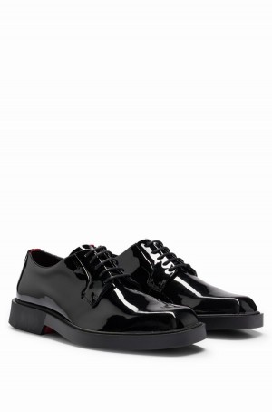Zapatos Derby Hugo Boss Charol-leather With Signature Pull Loop Hombre Negros | 59482-EJUA