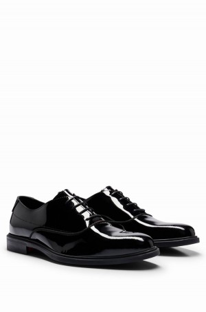 Zapatos Derby Hugo Boss Charol-leather With Stacked Logo Hombre Negros | 96514-BFRE
