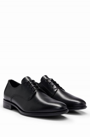 Zapatos Derby Hugo Boss Cuero With Embossed Logo Hombre Negros | 21607-NIFX