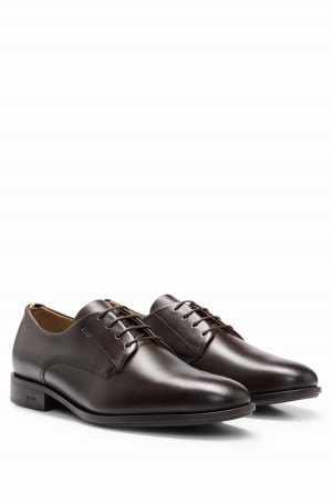 Zapatos Derby Hugo Boss Cuero With Embossed Logo Hombre Marrom Oscuro | 17462-TPHZ