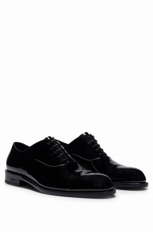 Zapatos Derby Hugo Boss Italian-made In Charol Cuero Hombre Negros | 43719-SPIN