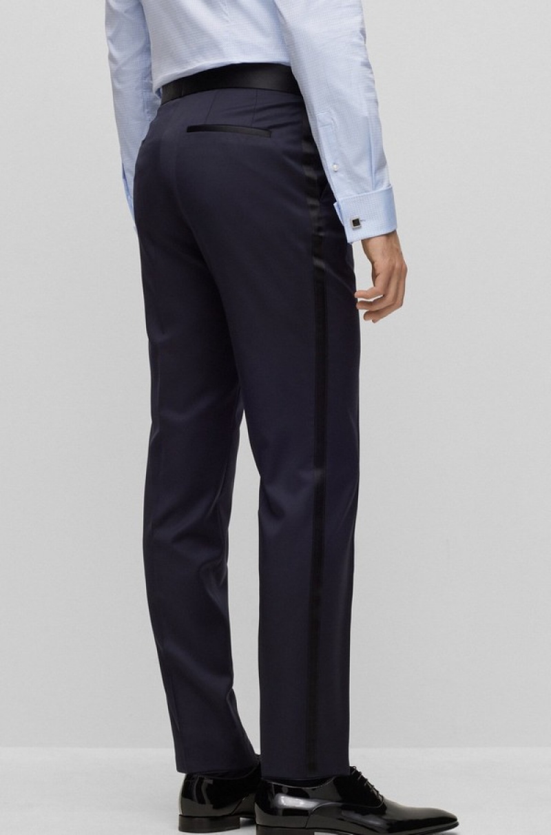 Hugo Boss Slim fit Tuxedo In Virgin wool Serge Mexico Pantalones Hombre Azules Oscuro