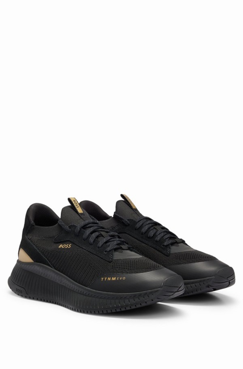 Tenis Hugo Boss Tienda Online Sock With De Punto Upper And Fishbone Sole Hombre Negros